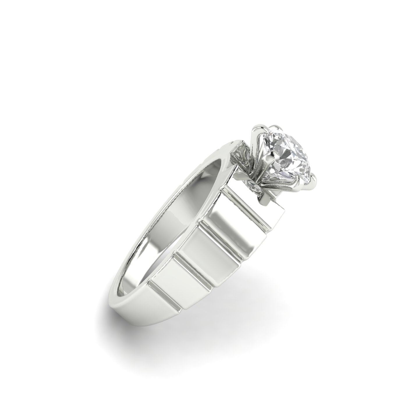 White Gold Studded 1 Carat Lab Grown Diamond Ring-G Color VS1 Clarity.